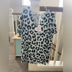 Buddy love light blue leopard dress. Size small. New with tags